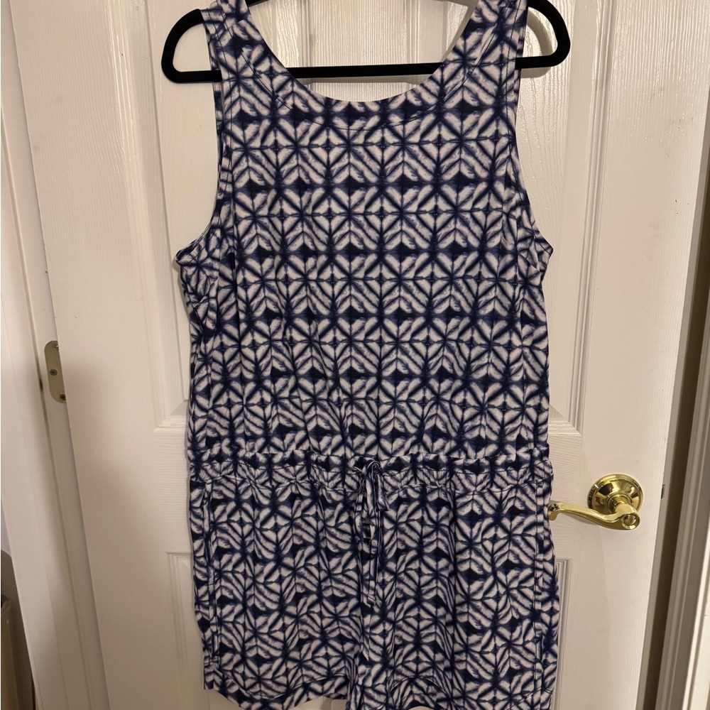 Athleta Navy and White Geometric Romper